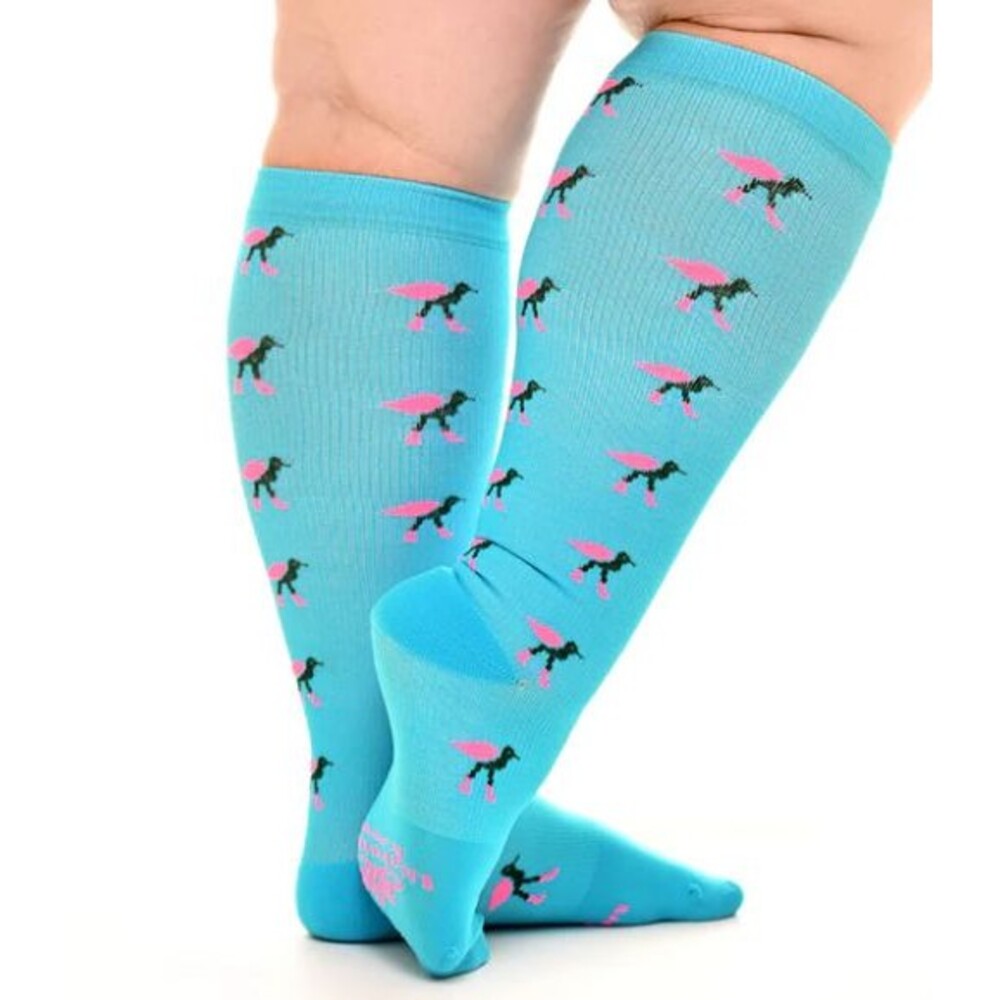 Womens Lilly Trotter Flock-On-Sock Blue OTC Compression Socks sz S/M Wide Calf